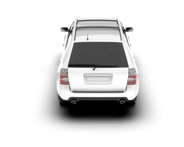 Manzaralı gerçekçi bir arazi aracı. 3D görüntüleme - 3d illüstrasyon