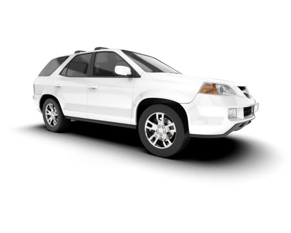 Beyaz arka planda beyaz modern SUV. 3d oluşturma -