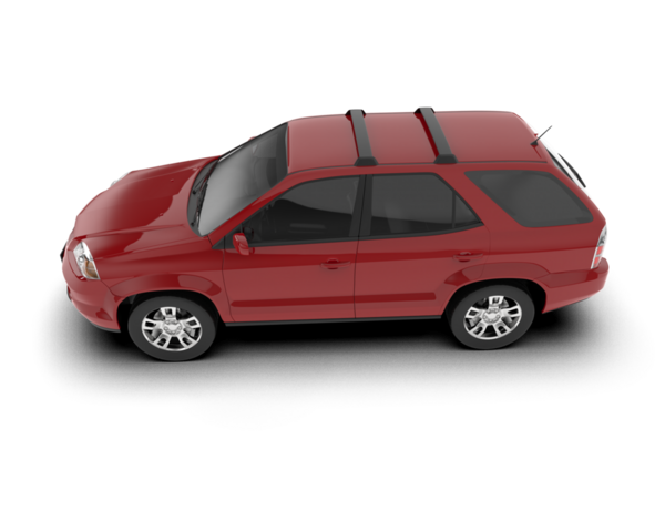 Kırmızı araba izole edildi. Yan görünüş. 3d illüstrasyon