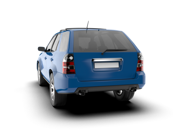 beyaz arkaplanda mavi bir araba