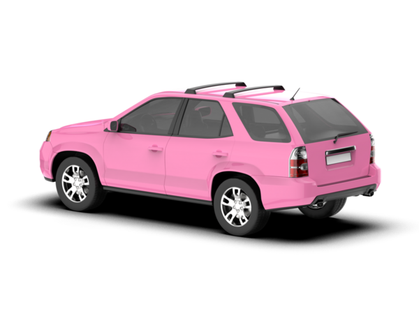 Beyaz arka planda daha az genel pembe bir pikap aracının 3 boyutlu canlandırması