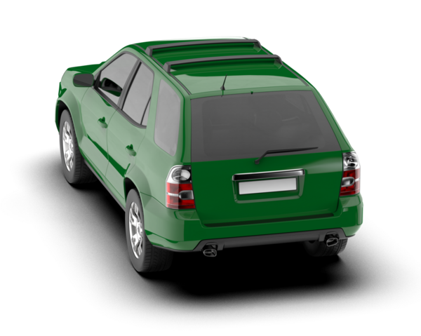 Beyaz arka planda modern yeşil şehir arabası. 3d oluşturma