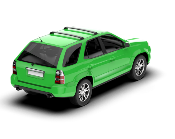 Yeşil çatılı yeşil arazi aracı. 3d oluşturma