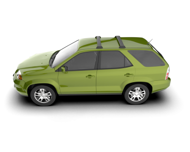 Siyah çatılı yeşil araba..