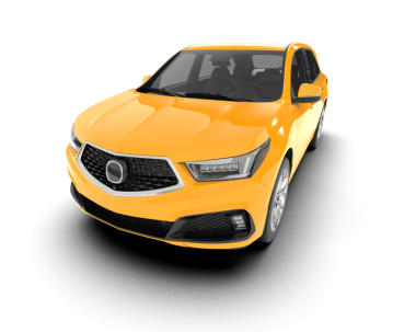 Sarı araba beyaz arkaplanda izole edildi