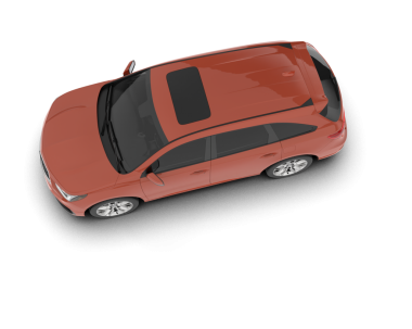 Beyaz arkaplanda izole edilmiş kırmızı bir arabanın 3 boyutlu görüntüsü