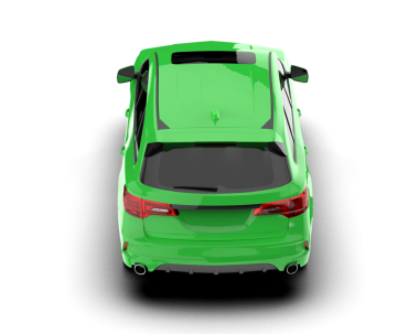 yeşil spor araba kırpma yolu ile beyaz arkaplanda izole.