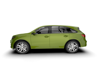 Beyaz arka planda yeşil, modern bir araba. 3d illüstrasyon