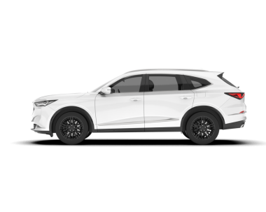 Beyaz arka planda gölgeli modern beyaz araba. Ön manzara. 3d oluşturma