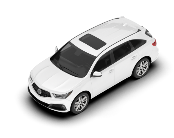 modern araba kırpma yolu ile beyaz arka planda izole edildi. 3d görüntüleme - üst görünüm