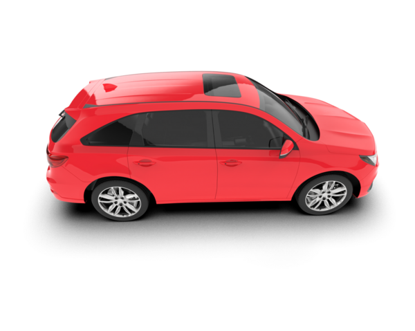 Kırmızı araba beyaz arka planda izole edilmiş. 3d illüstrasyon