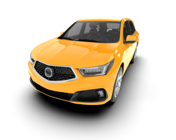 Sarı araba beyaz arkaplanda izole edildi