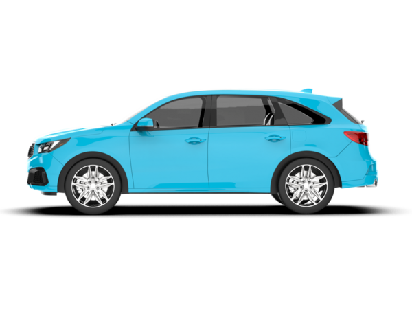 Küçük mavi arabası olan modern bir araba.