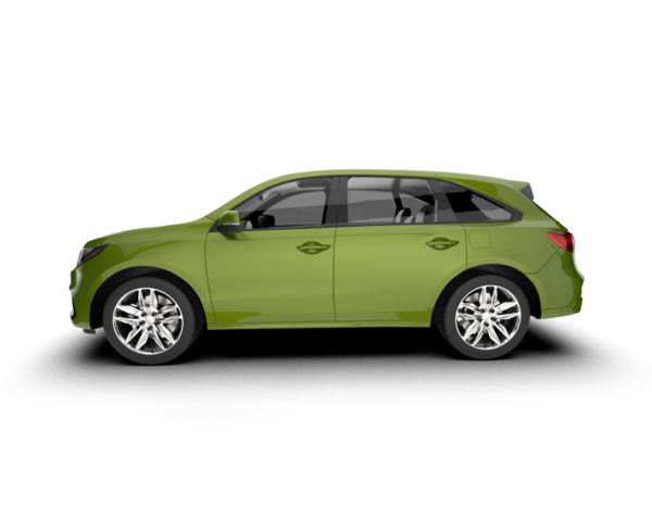 Beyaz arka planda yeşil, modern bir araba. 3d illüstrasyon