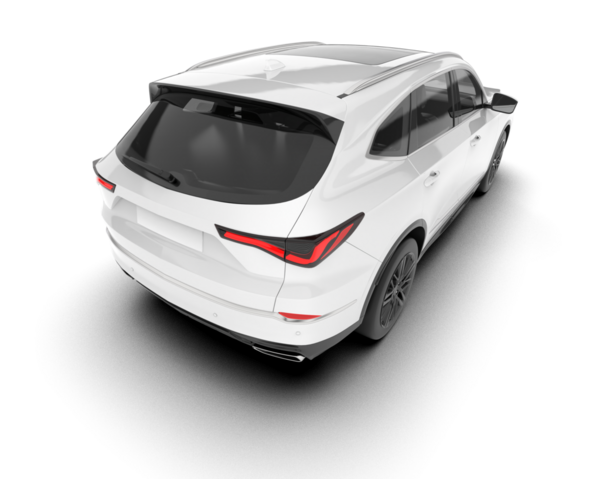 Beyaz arka planda beyaz bir spor araba. 3d oluşturma