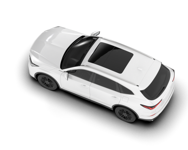 modern beyaz şehir arabası - üst görünüm - 3 boyutlu illüstrasyon