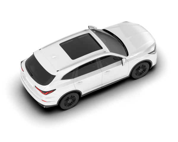 Beyaz arka planda izole edilmiş beyaz bir araba. 3d illüstrasyon.