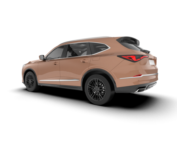 Arka planda izole edilmiş gerçekçi bir SUV aracı. 3D görüntüleme - illüstrasyon