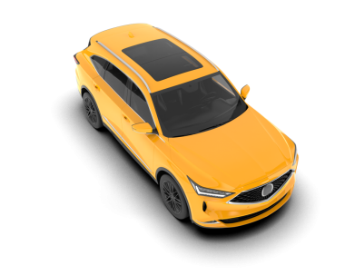 Gri arka planda izole edilmiş modern sarı araba.