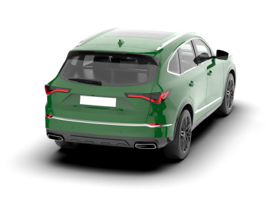 Modern yeşil SUV arabası beyaz 3 boyutlu resimde izole edilmiş.