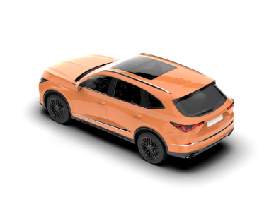 Stüdyo ortamında markasız bir SUV 'un 3 boyutlu çizimi