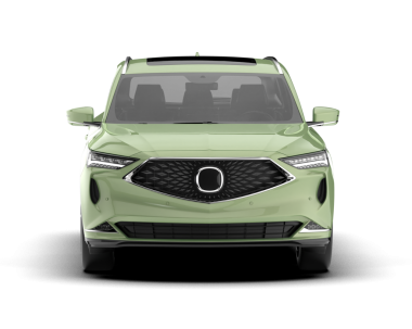 yeşil modern araba. Araba önü manzaralı. 3d oluşturma