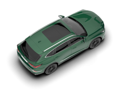 Yeşil modern araba beyaz arka planda izole edilmiş. 3d illüstrasyon