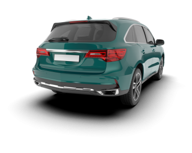 Beyaz arka planda gölgesi olan modern kompakt araba.