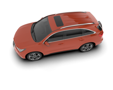 Kırmızı renkli gerçekçi bir araba. 3d illüstrasyon