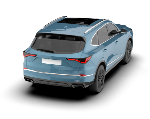 Beyaz arka planda modern bir araba. 3d oluşturma