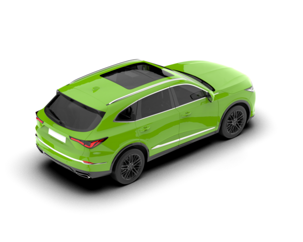 Modern yeşil araba beyazda izole edilmiş. 3 Boyutlu Hazırlama