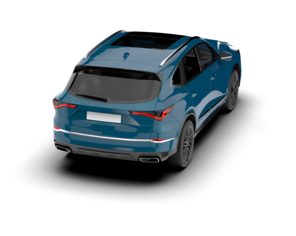 Modern araba arka planda izole edilmiş. 3D görüntüleme - illüstrasyon