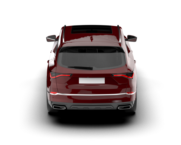 Kırmızı spor araba beyaz arka planda izole edilmiş. 3d görüntüleme - yan görünüm