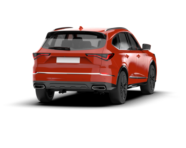 Beyaz arka planda kırmızı lüks modern SUV. 3d oluşturma