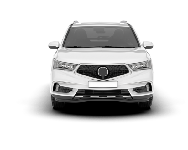 Beyaz bir SUV arabası beyaz bir arkaplanda izole edilmiş