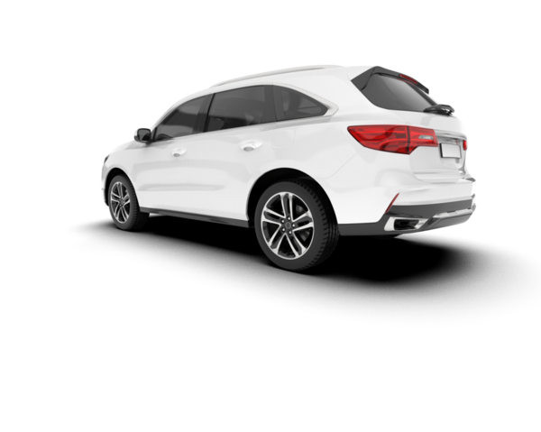 Modern araba beyaz bir arka planda izole edilmiş, beyaz bir yüzeyde siyah bir arka planı var. 3d oluşturma