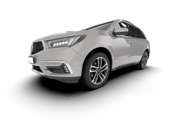 Beyaz zemin üzerinde izole edilmiş yepyeni bir SUV jenerik arabanın 3 boyutlu görüntülenmesi