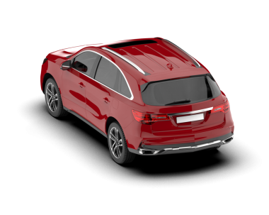 Yansıma 3 boyutlu beyaz arka planda kırmızı sedan.