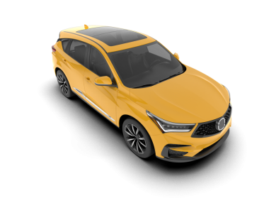 Sarı araba beyaz arka planda izole edilmiş. 3d illüstrasyon.