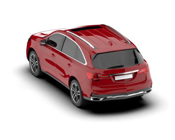 Yansıma 3 boyutlu beyaz arka planda kırmızı sedan.
