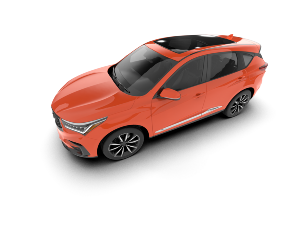 Kırmızı ve turuncu gradyanı olan gerçekçi bir araba. 3d oluşturma.