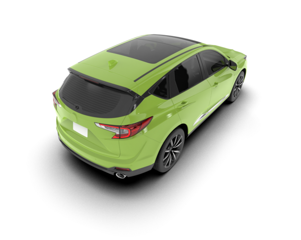 Modern yeşil şehir sedanı. 3d oluşturma