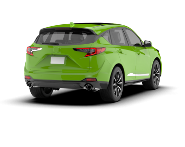 Beyaz arka planı olan yeşil bir araba.