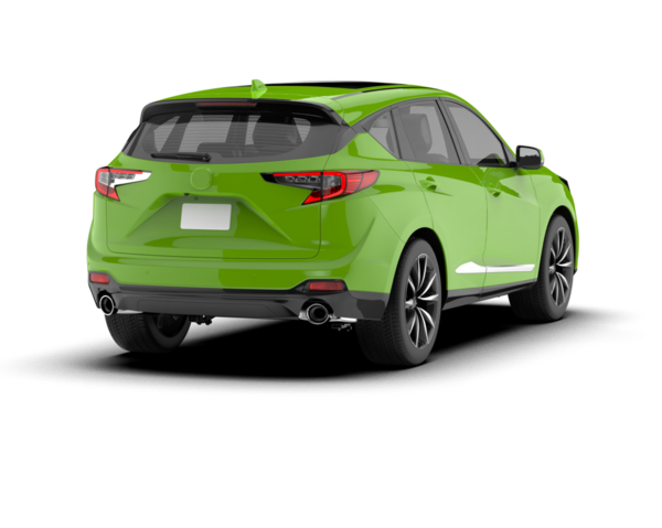 Beyaz arka planı olan yeşil bir araba.