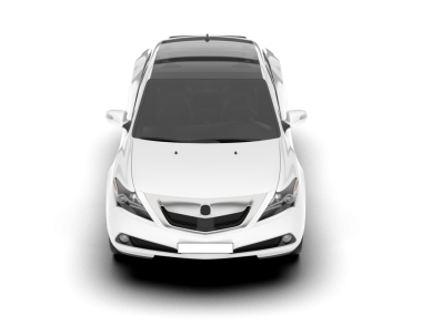 Gerçekçi 3D beyaz sedan araba.