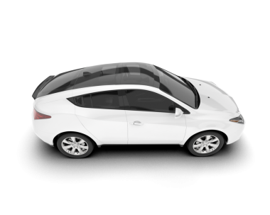 Beyaz arka planda beyaz, modern bir araba. 3d oluşturma