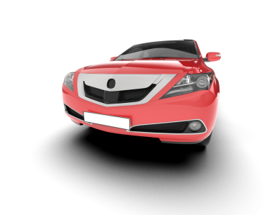 Beyaz arka planda kırmızı araba, yan görüş. 3d oluşturma