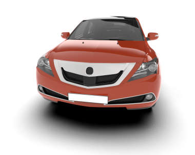 Beyaz arka planda modern bir araba. 3d oluşturma