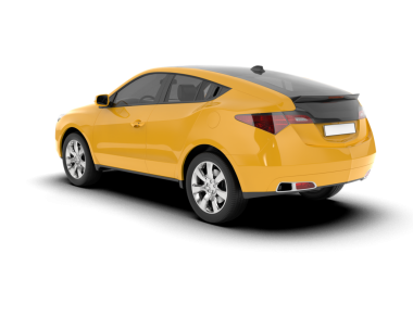 Modern araba arka planda izole edilmiş. 3D görüntüleme - illüstrasyon