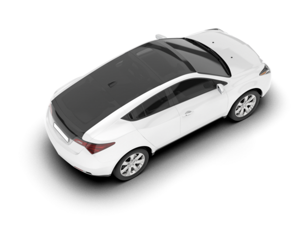 Beyaz arka planda modern bir araba. 3d oluşturma